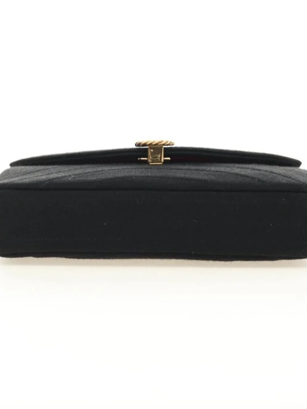 CHANEL Chain Shoulder Bag Cotton Black Gold CC Auth BA13415V